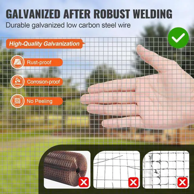 Alt view image 5 of 9 - VEVOR Hardware Cloth, 1/4 inch 48in x 100 ft 23 Gauge, Hot Dipped Galvanized Wire Mesh Roll, Chicken Wire Fencing, Wire Mesh for Rabbit Cages, Garden, Small Rodents