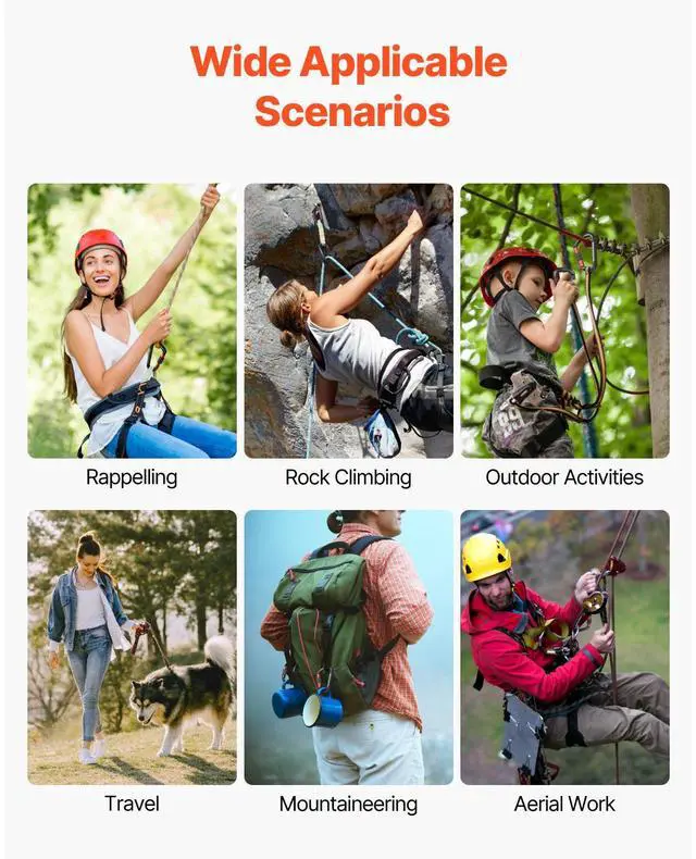 Alt view image 13 of 14 - VEVOR  Climbing Carabiner Clips, 3 PCS Heavy Duty Caribiner, Professional 30 KN / 6744 lbs Spindle Strength, Large D-Shaped for Hiking,Rappelling,Rescue,Dog Leash,Hammocks, Swings