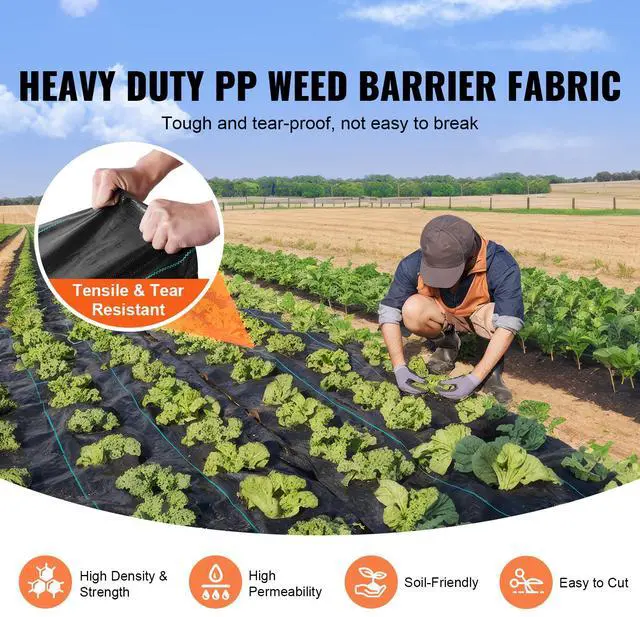 Alt view image 9 of 14 - VEVOR 13FTx108FT Premium Heavy Duty Weed Barrier Landscape Fabric, 5OZ Woven Geotextile Fabric Under Gravel, High Permeability for Weed Blocker Weed Mat, Driveway Fabric, Weed Control Garden Cloth
