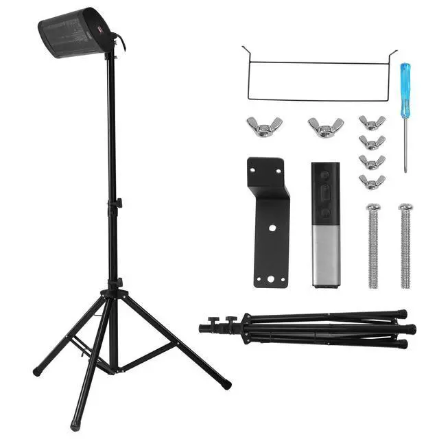 Alt view image 2 of 8 - VEVOR Infrared Heater, 1500W Remote Control Electric Space Heater, LED Screen Patio Heater w/ 3 Speeds & Timer, Outdoor/Outdoor for Porch,Dining Room,Studio, with Stand & Mount to Ceiling/Wall,34in L