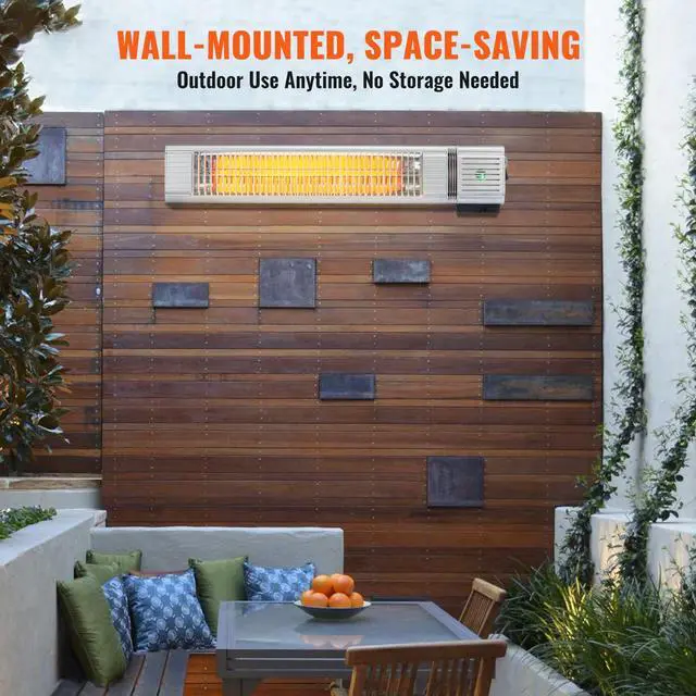 Alt view image 7 of 8 - VEVOR Infrared Heater, 1500W Remote Control Electric Space Infrared Heater, IP65 Protection Carbon Infrared Outdoor Heater with 3 Speeds, for Porch,Patio,Dining Room,Studio,Backyard,Garage, Wall Mount