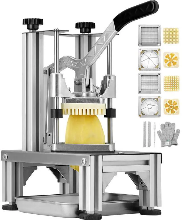 Alt view image 8 of 14 - VEVOR Commercial French Fry Cutter with 4 Replacement Blades, 1/4 & 3/8 Blade Easy Dicer Chopper, 6-wedge Slicer & 6-wedge Apple Corer, Lemon Potato Cutter for French Fries with Tray and Handle