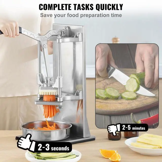 Alt view image 11 of 14 - VEVOR Commercial French Fry Cutter with 4 Replacement Blades, 1/4 and 3/8 Blade Easy Dicer Chopper, 6-wedge Slicer and 6-wedge Apple Corer, Lemon Potato Cutter for French Fries with Extended Handle