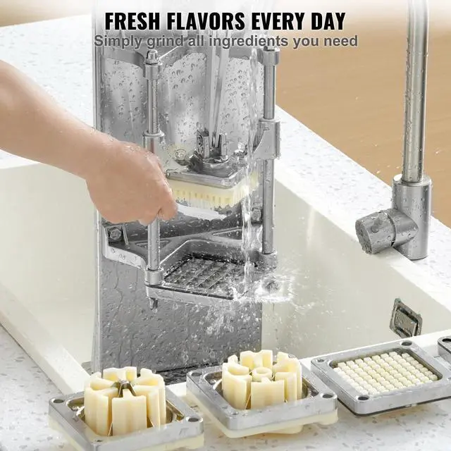 Alt view image 13 of 14 - VEVOR Commercial French Fry Cutter with 4 Replacement Blades, 1/4 and 3/8 Blade Easy Dicer Chopper, 6-wedge Slicer and 6-wedge Apple Corer, Lemon Potato Cutter for French Fries with Extended Handle