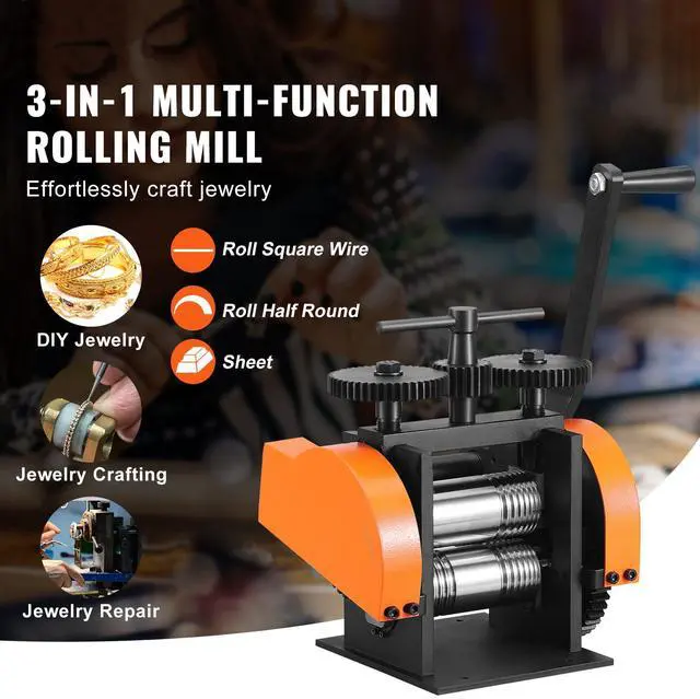 Alt view image 9 of 14 - VEVOR Rolling Mill, 1.77"/45 mm Jewelry Rolling Mill Machine, 1: 2.4 Gear Ratio, 3-in-1 Multi-function Rolling Mill, 0-6 mm Press Thickness for Metal Jewelry Making Sheet Square Wire Semicircle