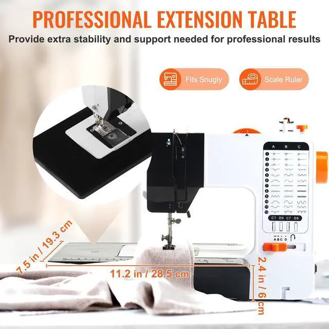 Alt view image 12 of 15 - VEVOR Sewing Machine 38 Stitches Extension Table Pedal Accessory for Home DIY