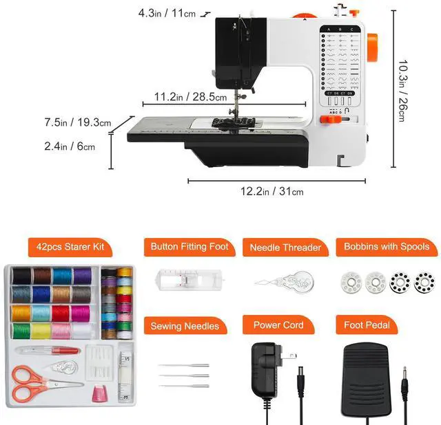 Alt view image 15 of 15 - VEVOR Sewing Machine 38 Stitches Extension Table Pedal Accessory for Home DIY