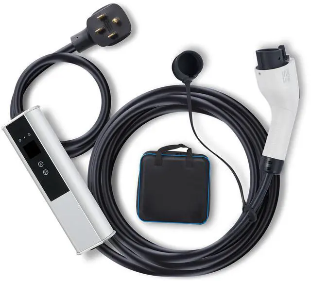 Alt view image 8 of 14 - VEVOR Level 2 Portable EV Charger, 40A 240V, Electric Vehicle Charger with 25 ft Charging Cable NEMA 14-50P Plug, 40A/32A/24A/16A Adjustable Current Plug-in Home EV Charging Station for SAE J1772 EVs