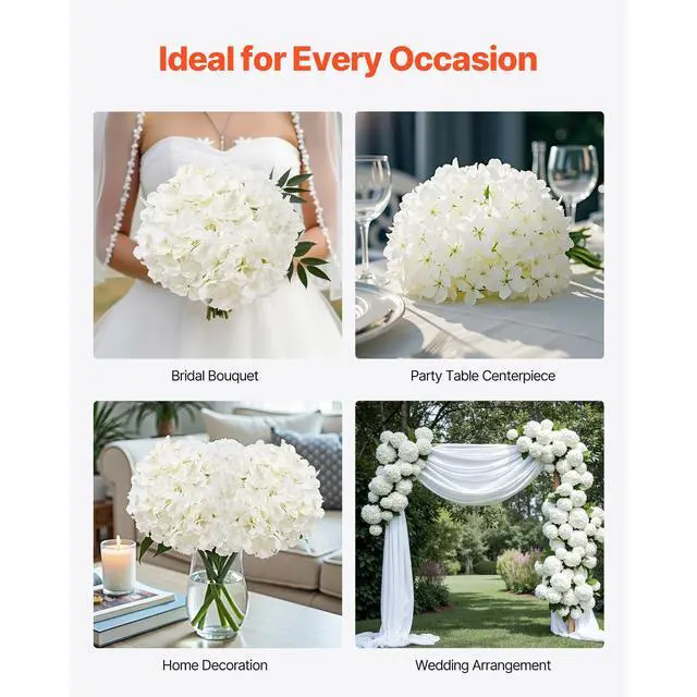 Alt view image 7 of 8 - 105 Pcs Artificial Silk Hydrangea Flowers 9.8 In Bouquet Arrangement White
