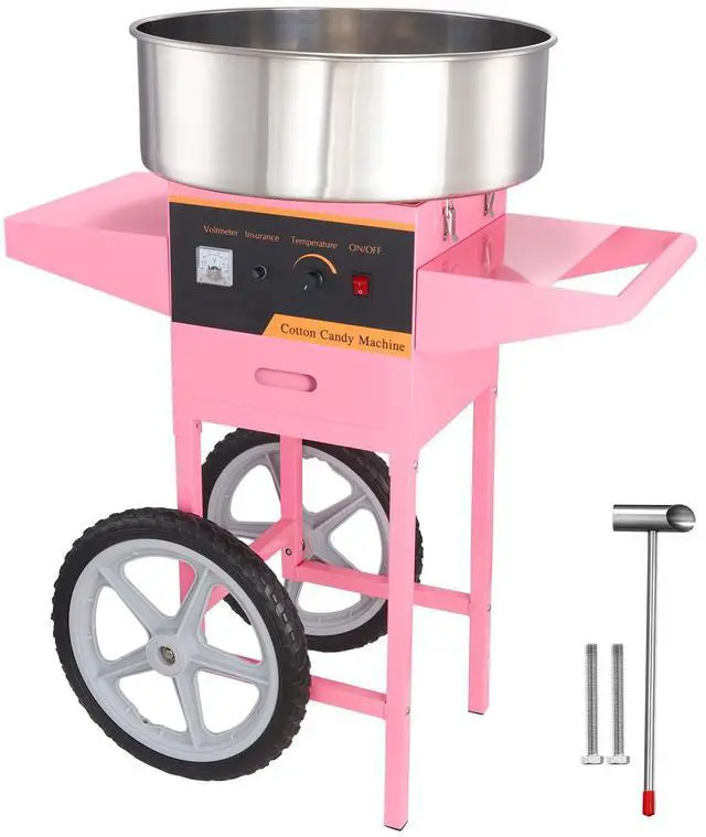 Alt view image 8 of 14 - VEVOR Electric Cotton Candy Machine with Cart, 1000W Commercial Floss Maker with Stainless Steel Bowl, Sugar Scoop and Drawer, Perfect for Home, Kids Birthday, Family Party, Pink