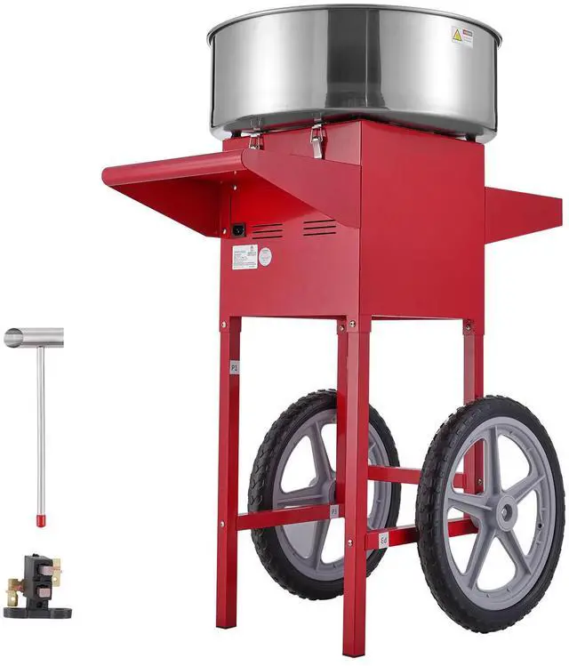 Alt view image 8 of 14 - VEVOR  Electric Cotton Candy Machine with Cart, 1000W Commercial Candy Floss Maker with Stainless Steel Bowl, Sugar Scoop and Drawer, Perfect for Home, Kids Birthday, Family Party, Red