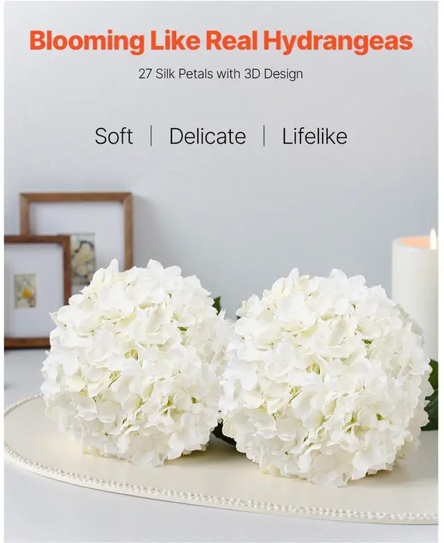 Alt view image 3 of 8 - 305 Pcs Artificial Silk Hydrangea Flowers 9.8 In Bouquet Arrangement White