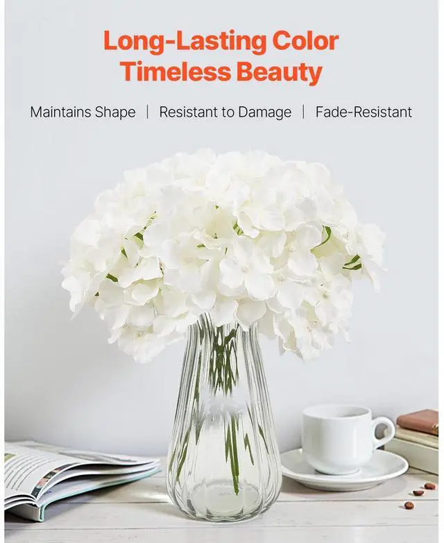 Alt view image 4 of 8 - 305 Pcs Artificial Silk Hydrangea Flowers 9.8 In Bouquet Arrangement White