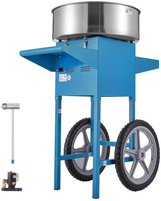 Alt view image 8 of 14 - VEVOR  Electric Cotton Candy Machine with Cart, 1000W Commercial Candy Floss Maker with Stainless Steel Bowl, Sugar Scoop and Drawer, Perfect for Home, Kids Birthday, Family Party, Blue