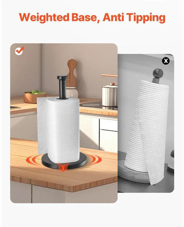 Alt view image 11 of 14 - VEVOR Paper Towel Holder Countertop Stainless Steel Paper Towel Stand for Kitchen