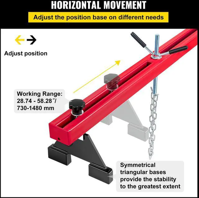 Alt view image 5 of 7 - Engine Support Bar 1100 Lbs Capacity Engine Transverse Bar Engine Hoist 2 Point Lift Holder Hoist Dual Hooks, Engine Hoist Keeps Engine Stable for Home Garages & Auto Repair Shop