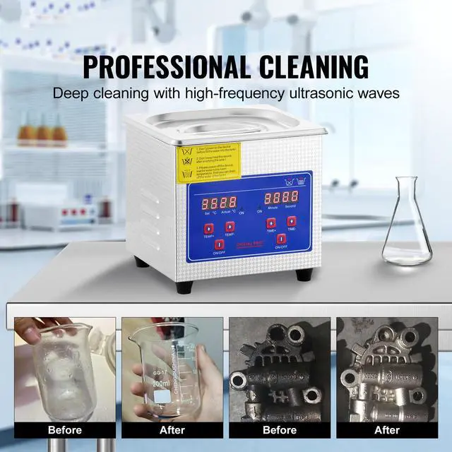 Alt view image 2 of 7 - Professional Ultrasonic Cleaner, 0.3 L Ultrasonic Jewelry Cleaner with Digital Timer & Heater, Stainless Steel Industrial Sonic Cleaner 40kHz for Glasses, Watches, Rings, Small Parts