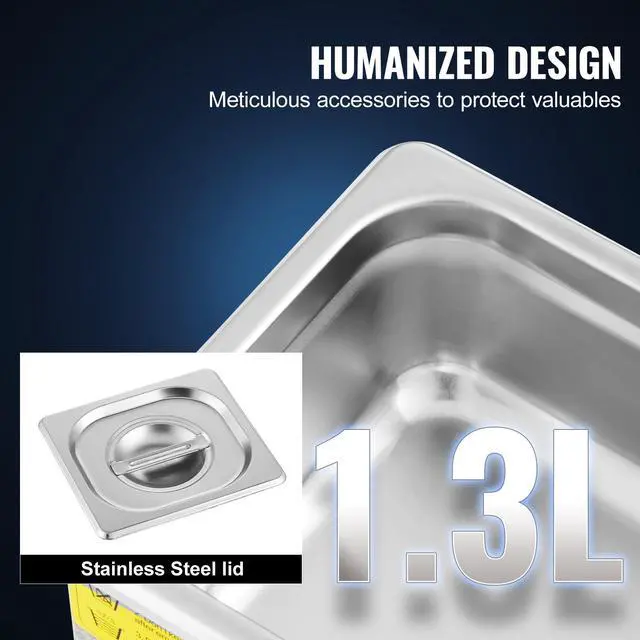 Alt view image 4 of 7 - Professional Ultrasonic Cleaner, 0.3 L Ultrasonic Jewelry Cleaner with Digital Timer & Heater, Stainless Steel Industrial Sonic Cleaner 40kHz for Glasses, Watches, Rings, Small Parts