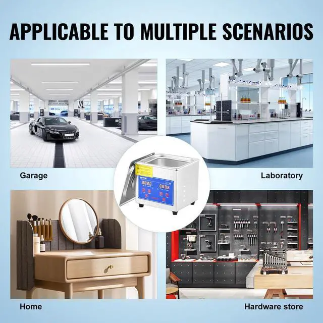 Alt view image 6 of 7 - Professional Ultrasonic Cleaner, 0.3 L Ultrasonic Jewelry Cleaner with Digital Timer & Heater, Stainless Steel Industrial Sonic Cleaner 40kHz for Glasses, Watches, Rings, Small Parts