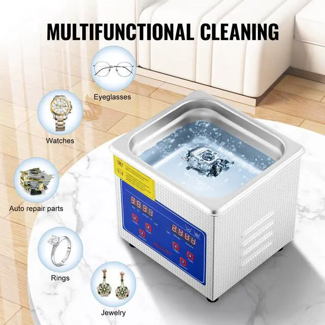 Alt view image 5 of 7 - Professional Ultrasonic Cleaner, 0.3 L Ultrasonic Jewelry Cleaner with Digital Timer & Heater, Stainless Steel Industrial Sonic Cleaner 40kHz for Glasses, Watches, Rings, Small Parts
