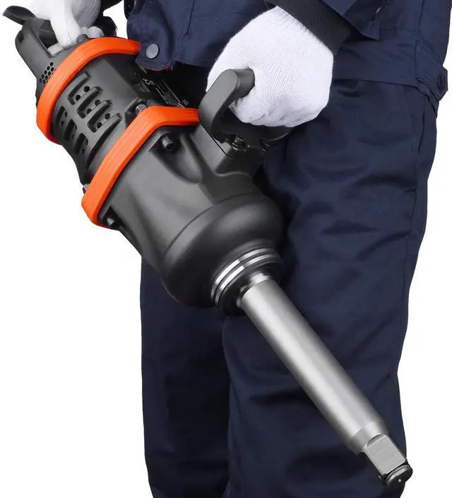 Alt view image 8 of 14 - VEVOR 1 Inch Air Impact Wrench, Up to 5175 ft-lbs Beast Reverse Torque Output Pneumatic Impact Gun w/ 8 Inch Extended Anvil for Repairs and Maintenance of Heavy Duty Machinery / Semi-Truck / Bus