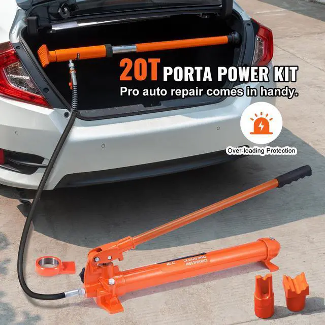 Alt view image 10 of 15 - VEVOR 20 Ton Porta Power Kit, Portable Hydraulic Jack with 4.6 ft/1.4 m Oil Hose, Car Frame Repair Tool with Storage Case for Automotive, Heavy Equipment, Mechanic (44000 LBS)