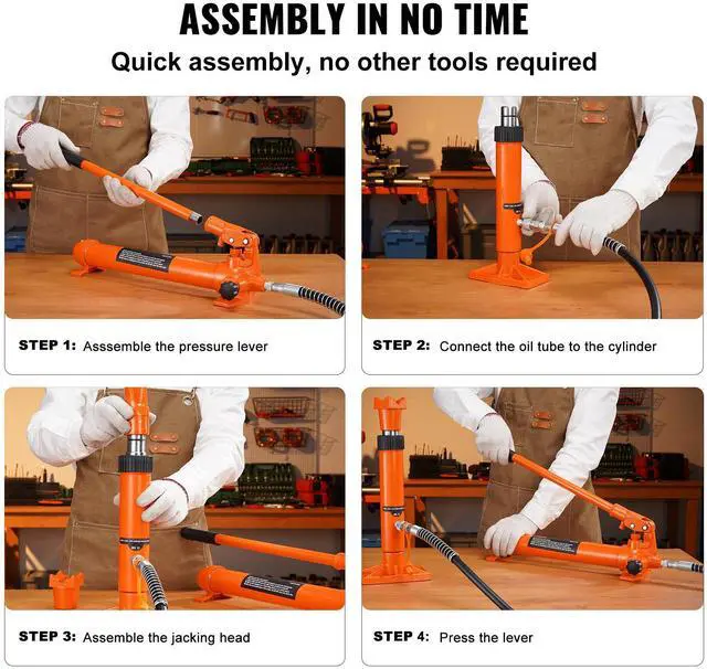 Alt view image 14 of 15 - VEVOR 20 Ton Porta Power Kit, Portable Hydraulic Jack with 4.6 ft/1.4 m Oil Hose, Car Frame Repair Tool with Storage Case for Automotive, Heavy Equipment, Mechanic (44000 LBS)