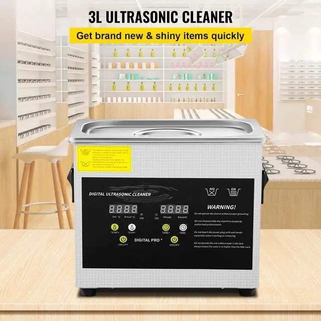 Alt view image 2 of 7 - 3L Upgraded Ultrasonic Cleaner (200W Heater,120W Ultrasonic) Professional Digital Lab Ultrasonic Parts Cleaner with Heater Timer for Jewelry Glasses Parts Cleaning
