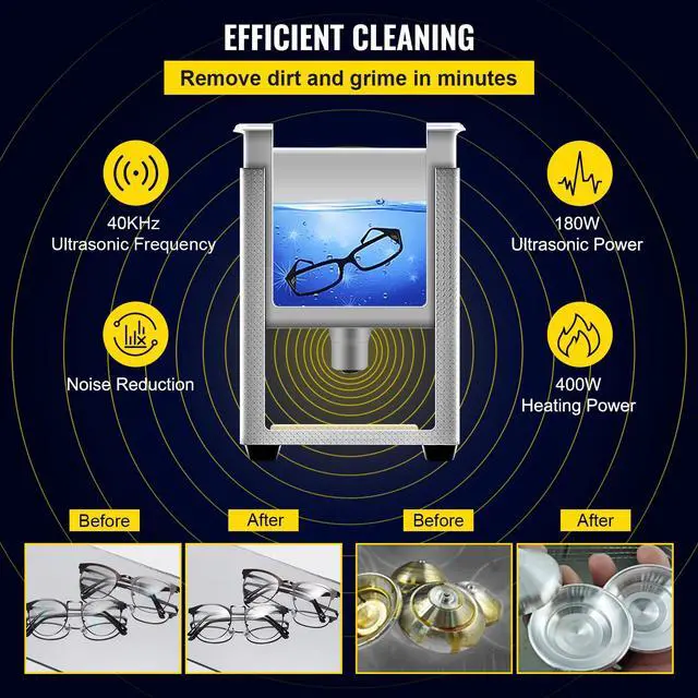 Alt view image 3 of 7 - 6L Upgraded Ultrasonic Cleaner (400W Heater,180W Ultrasonic) Professional Digital Lab Ultrasonic Parts Cleaner with Heater Timer for Jewelry Glasses Instruments Cleaning