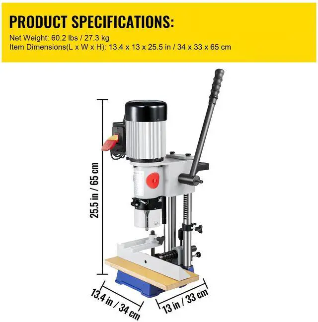 Alt view image 14 of 14 - VEVOR Mortise Machine Hollow Chisel Mortise With Chisel Bit Set for Woodworking