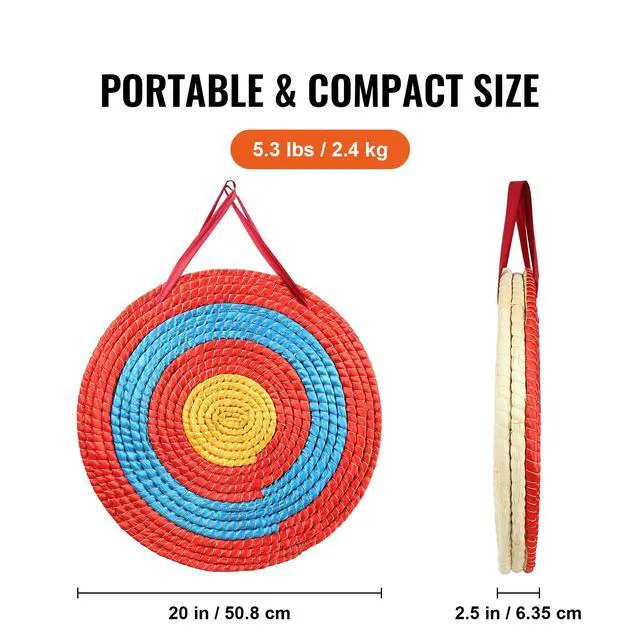 Alt view image 9 of 14 - VEVOR Archery Target, 3 Layers 20" Arrow Target, Traditional Solid Straw Round Archery Target Shooting Bow, Hand-Made Arrows Target, Coloured Rope Target for Backyard Outdoor Hunting Shooting Practice