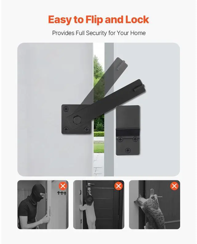 Alt view image 5 of 8 - VEVOR Flip Gate Latch, Metal Heavy Duty Gate Latches, Flip Latch Hardware with High Hardness, 360° Rotating Latches, Matte Powder Coating Finish, Ideal for Fence, Garage, Pool, Garden, Black