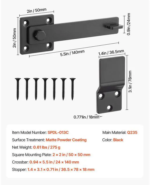 Alt view image 8 of 8 - VEVOR Flip Gate Latch, Metal Heavy Duty Gate Latches, Flip Latch Hardware with High Hardness, 360° Rotating Latches, Matte Powder Coating Finish, Ideal for Fence, Garage, Pool, Garden, Black