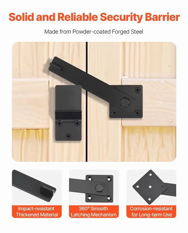 Alt view image 3 of 8 - VEVOR Flip Gate Latch, Metal Heavy Duty Gate Latches, Flip Latch Hardware with High Hardness, 360° Rotating Latches, Matte Powder Coating Finish, Ideal for Fence, Garage, Pool, Garden, Black