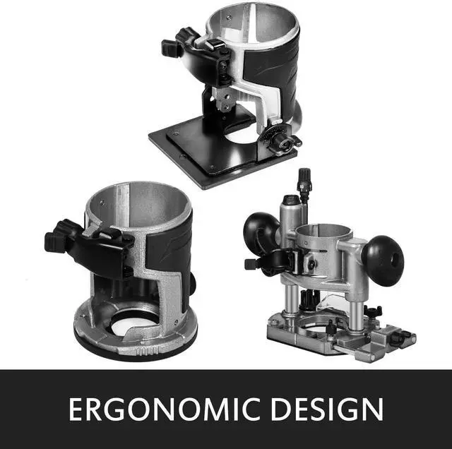 Alt view image 6 of 7 - Compact Router 1.25HP With Fixed Base, Plunge Base and Tilt Base, Variable Speed Wood Router Kit Max Torque 30,000RPM 800W For Woodworking & Furniture Manufacturing