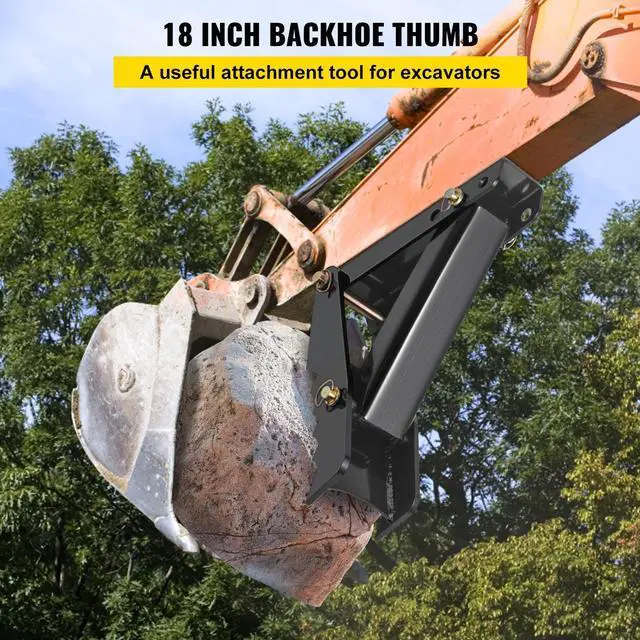 Alt view image 2 of 7 - 18\" Backhoe Thumb, 1/2\" Teeth Thickness Heavy Duty Excavator Thumb, Black Steel Weld On Thumb Attachments with 12mm Bolt-On Design Adjustable Mechanical Thumb for Backhoe/Excavator