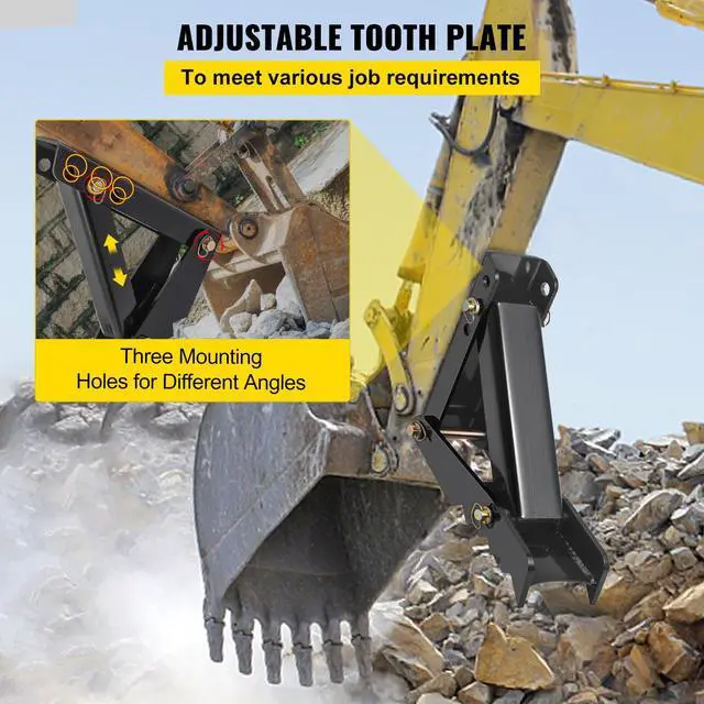 Alt view image 6 of 7 - 18\" Backhoe Thumb, 1/2\" Teeth Thickness Heavy Duty Excavator Thumb, Black Steel Weld On Thumb Attachments with 12mm Bolt-On Design Adjustable Mechanical Thumb for Backhoe/Excavator