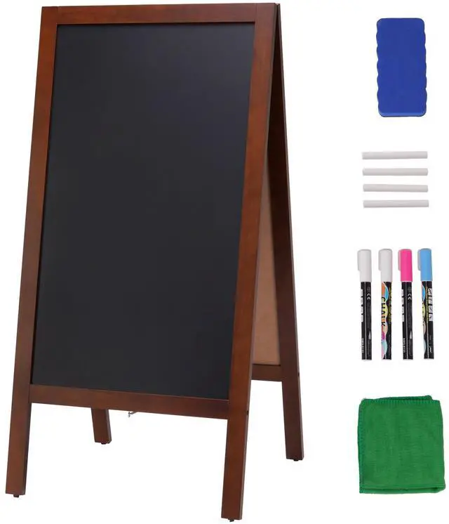 Alt view image 8 of 14 - VEVOR A Frame Chalkboard Sign, Double-Sided Sidewalk Signs, Freestanding Vintage Wooden Chalk Board with Chalks & Magnetic Eraser, Rustic Brown Outdoor Sandwich Board, 20"x40", Kitchen Home Wedding