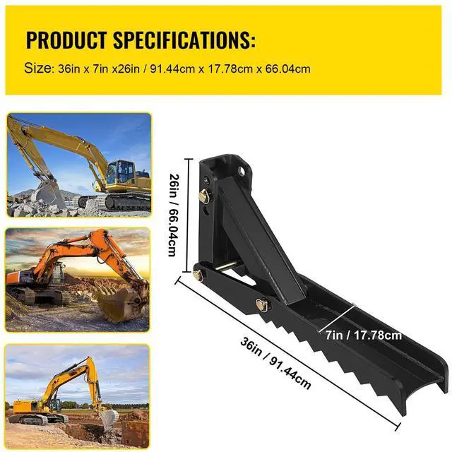 Alt view image 7 of 7 - Backhoe Excavator Thumb Attachments, 36 inch  Adjustable Extreme Weld On Backhoe Thumb Hoe Clamp 1/2 Inch Teeth Thick Steel Plate 16MM Assembly Bolt-On Design