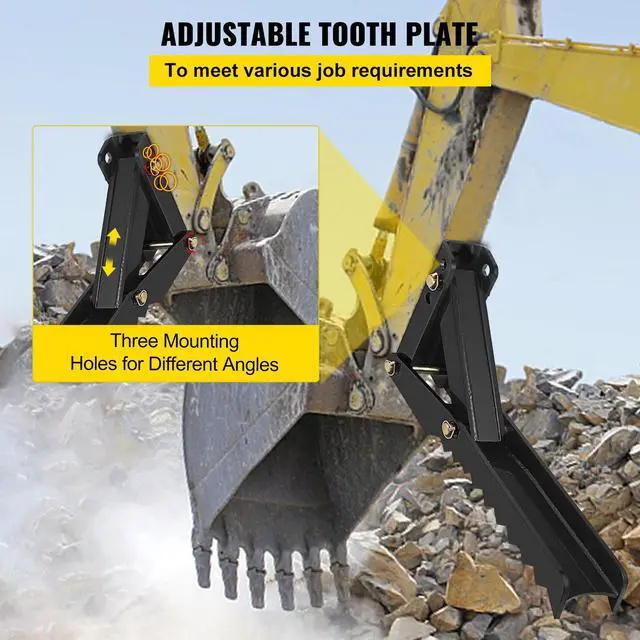 Alt view image 6 of 7 - Backhoe Excavator Thumb Attachments, 36 inch  Adjustable Extreme Weld On Backhoe Thumb Hoe Clamp 1/2 Inch Teeth Thick Steel Plate 16MM Assembly Bolt-On Design