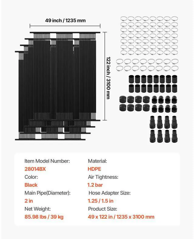 Alt view image 7 of 7 - Solar Pool Heater, 4 x 10 ft HDPE Solar Pool Panel( 4 Pcs) - Durable & Weather-Proof, with Complete Accessories, Universal Solar Pool PanelRaises Water Temperature, Aboveground & Inground Pool