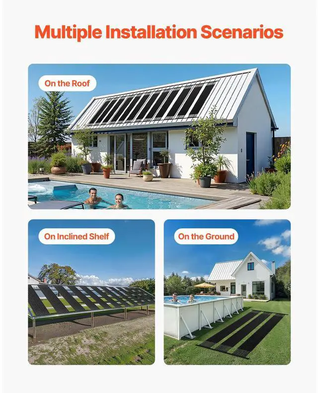 Alt view image 5 of 7 - Solar Pool Heater, 4 x 10 ft HDPE Solar Pool Panel( 4 Pcs) - Durable & Weather-Proof, with Complete Accessories, Universal Solar Pool PanelRaises Water Temperature, Aboveground & Inground Pool