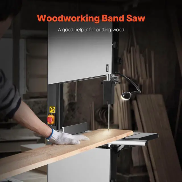 Alt view image 2 of 7 - Band Saw, 13.39-Inch, Benchtop Bandsaw with Stand, 440-846 RPM Continuously Viable Speed, 1100W 1-1/2HP, 110V, Optimized Work Light, and Miter Gauge, for Woodworking Aluminum Wood Metal Copper