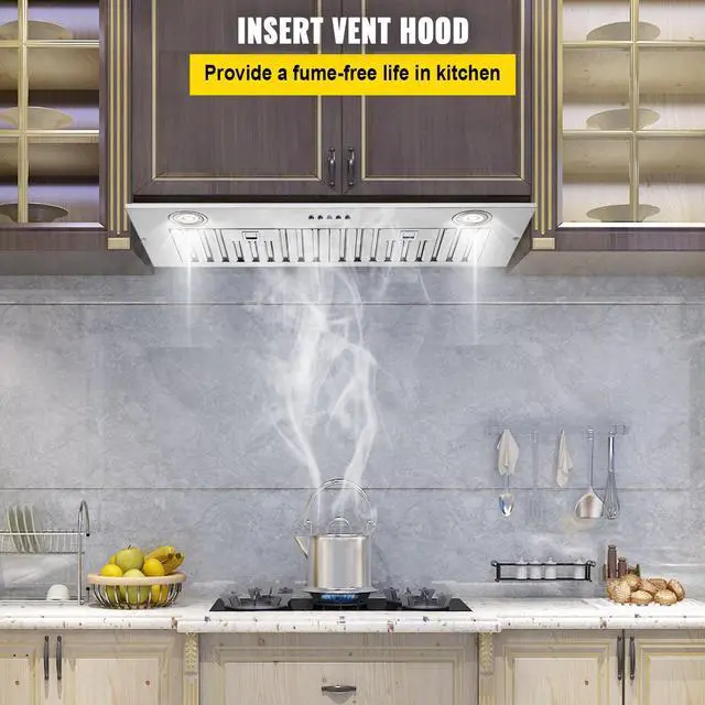 Alt view image 10 of 15 - VEVOR Insert Range Hood, 800CFM 3-Speed, 30 Inch Stainless Steel Built-in Kitchen Vent with Push Button Control LED Lights Baffle Filters, Ducted/Ductless Convertible, ETL Listed