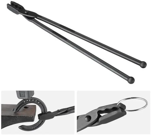 Alt view image 8 of 14 - VEVOR Blacksmith Tongs, 18 Wolf Jaw Tongs, Carbon Steel Forge Tongs with A3 Steel Rivets, for Horseshoes, Curved Shapes, Block Forgings, for Beginner and Seasoned Blacksmiths and Bladesmiths