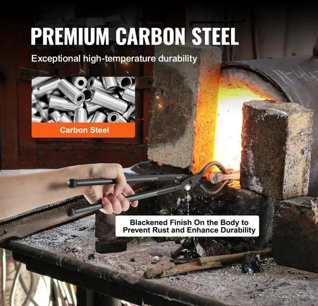 Alt view image 12 of 14 - VEVOR Blacksmith Tongs, 18 V-Bit Bolt Tongs, Carbon Steel Forge Tongs with A3 Steel Rivets, for Long, Irregular, and Nail-shaped Forgings, for Beginner and Seasoned Blacksmiths and Bladesmiths