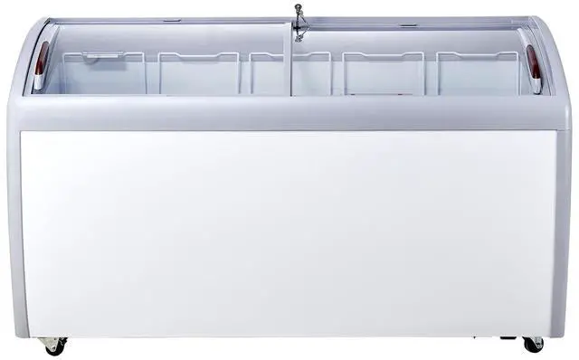 Main image of Commercial Ice Cream Display Case, 16.3 Cu.ft Chest Freezer, Mobile Glass Top Deep Freezer, Restaurant Gelato Dipping Cabinet with 5 Wire Baskets, 2 Sliding Glass Doosr, Locking Casters, White