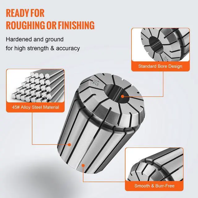 Alt view image 11 of 14 - VEVOR 25 pcs ER32 Collet Set, 1/16''-13/16'', ER32 Spring Collet Chuck Set, 0.0006"/15 m TIR Lathe Chuck Tool with 25 Labeled Storage Boxes, for CNC Engraving Machine Milling Lathe Tool Drill Press