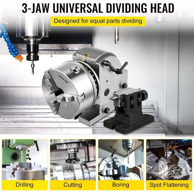 Alt view image 2 of 7 - Dividing Head BS-1 Dividing Head Set 6\" 3-jaw Chuck Semi Universal Milling Set with 6\" Chuck+Tailstock+Dividing Plates for Milling Grinding Drilling Machine