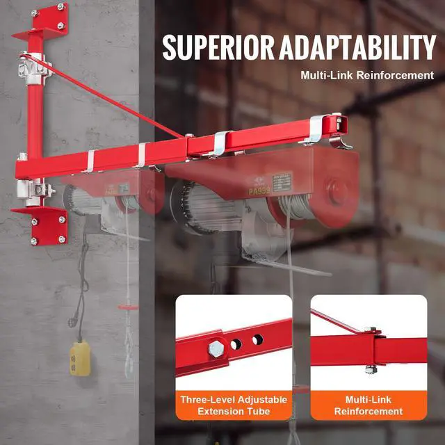 Alt view image 12 of 14 - VEVOR Electric Hoist Support Arm, 660 lbs Max Load Capacity, Electric Hoist Holder Swing Arm with Pole, Steel Hoist Frame, 180° Swivel Scaffold Hoist Lifting Arm, Winch Hoist Arm for Workshop, Garage